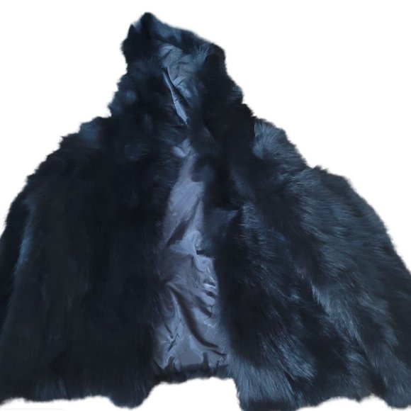 Jackets & Coats Nwot Black Bear Fur Coatjacket Mid Cut Hood Button Up